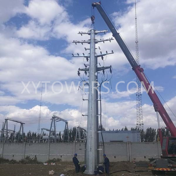 China 110kV 132kV Hot Dip Galvanized Steel Monopole Tower Manufacture